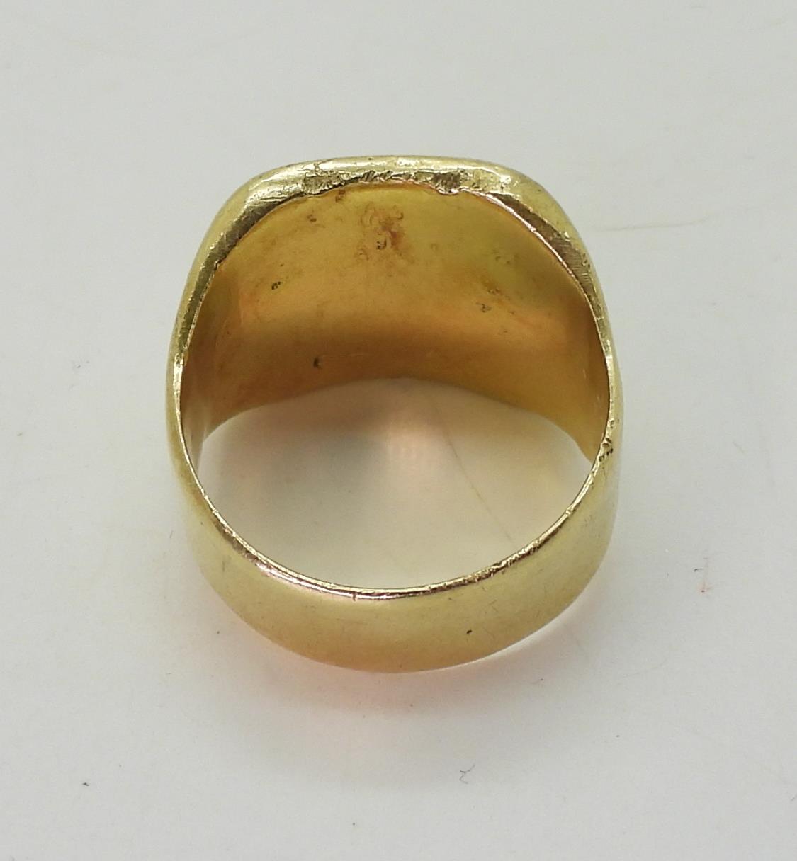A bright yellow metal signet ring, size R, weight 16.6gms Condition Report:Available upon request - Image 5 of 5