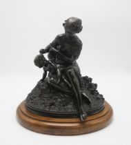 AFTER CHARLES CUMBERWORTH (FRENCH 1811-1852) Venus clipping cupids wings, bronze in a naturalistic