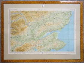 A Bartholomew's Revised Half-Inch Map of the Firth of Tay, framed under glass and measuring approx.