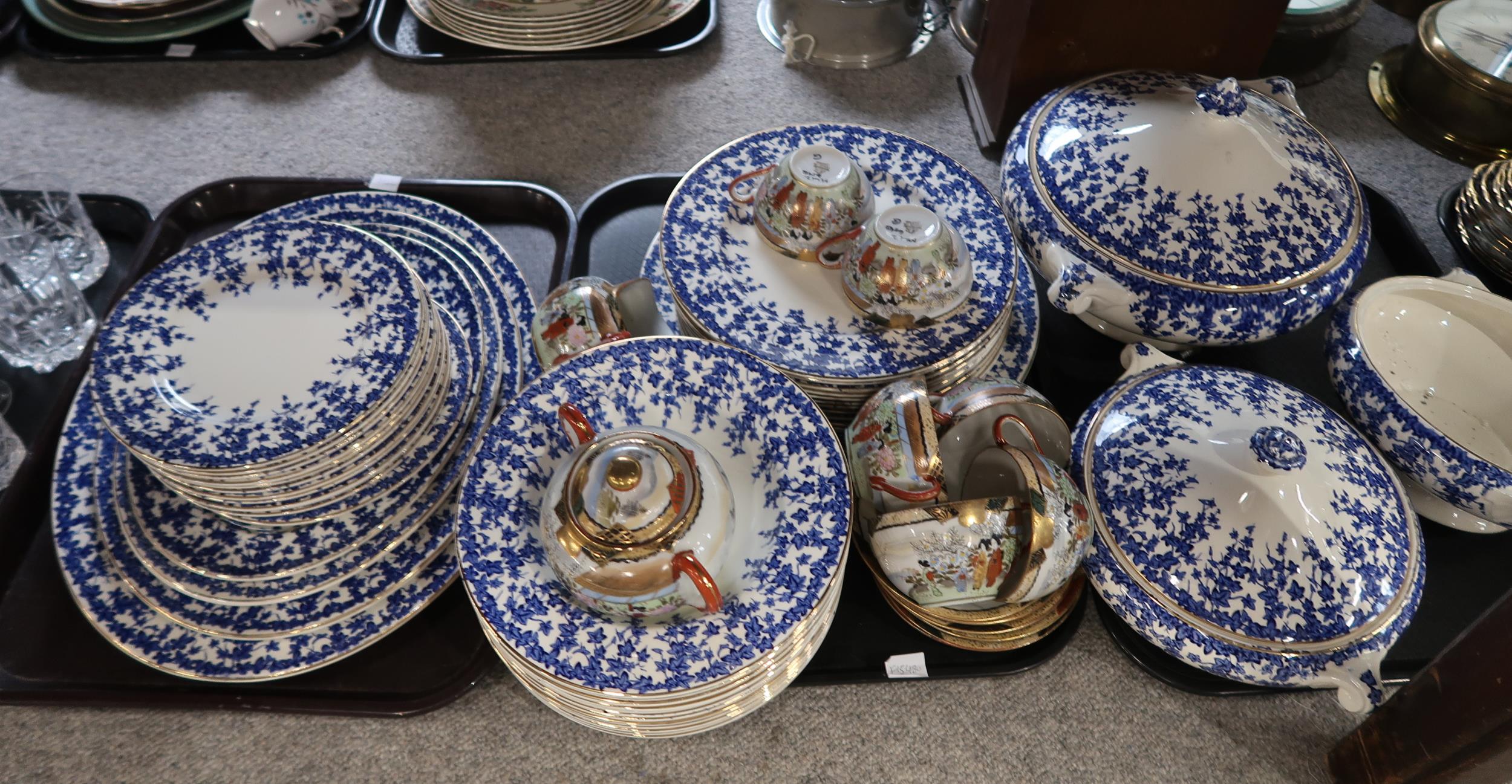 An antique ceramics three piece tea set, other tea wares, a Burleighware Dick Turpin charger and - Image 3 of 4