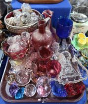 A collection of cranberry glass and other items Condition Report:Available upon request