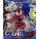 A collection of cranberry glass and other items Condition Report:Available upon request