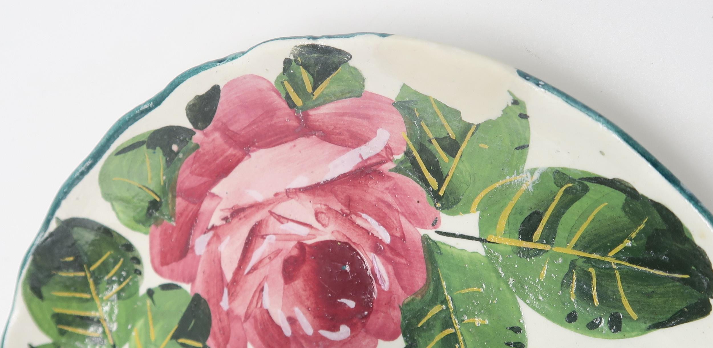 A collection of Wemyss ware including a cabbage rose decorated tray 30cm x 25cm, a pair of wavy - Image 4 of 9