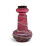 A silver rimmed Loetz style vase in pink glass Condition Report:Available upon request