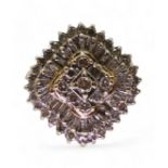 A 14k gold diamond cluster ring, size of the cluster 24.2gms, set with estimated approx 1.25cts of