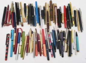 A mixed collection of fountain and ballpoint pens, to include Waterman, Queensway etc. Condition