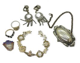 A sweetheart bracelet with various emblems to include Scottish Rifles, Royal Flying Corps, Royal