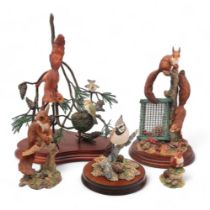 A group of Border Fine Arts sculptures including Red Squirrel and Goldcrests, no 313/500, Autumn