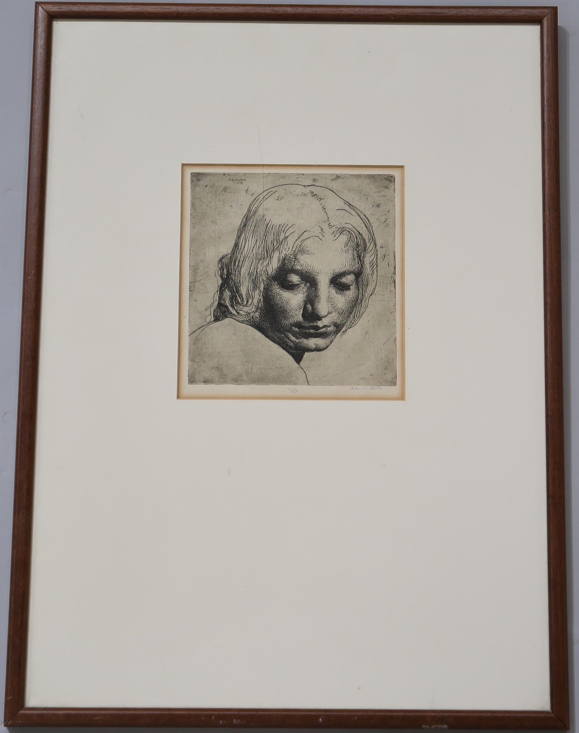JOHN BULLOCH SOUTER (SCOTLAND 1890-1971)  HEAD OF A CANADIAN WOMAN  Etching, signed lower right, - Image 2 of 2
