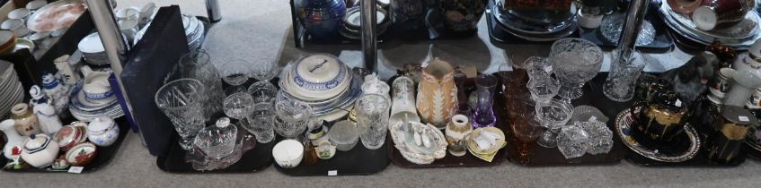 An assortment of decorative ceramics and glass including dinner wares, vases, figures etc