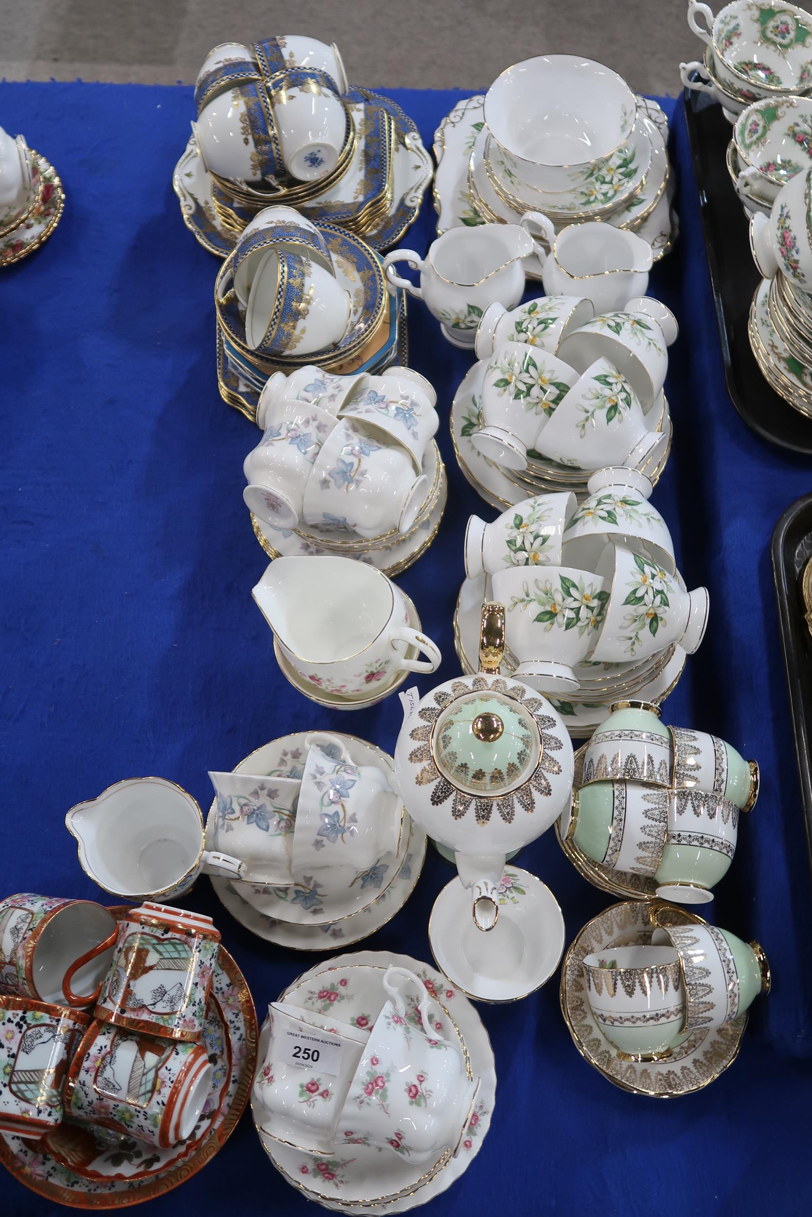 A collection of assorted tea and coffee wares including Roslyn, Richmond, Salisbury China, Tuscan