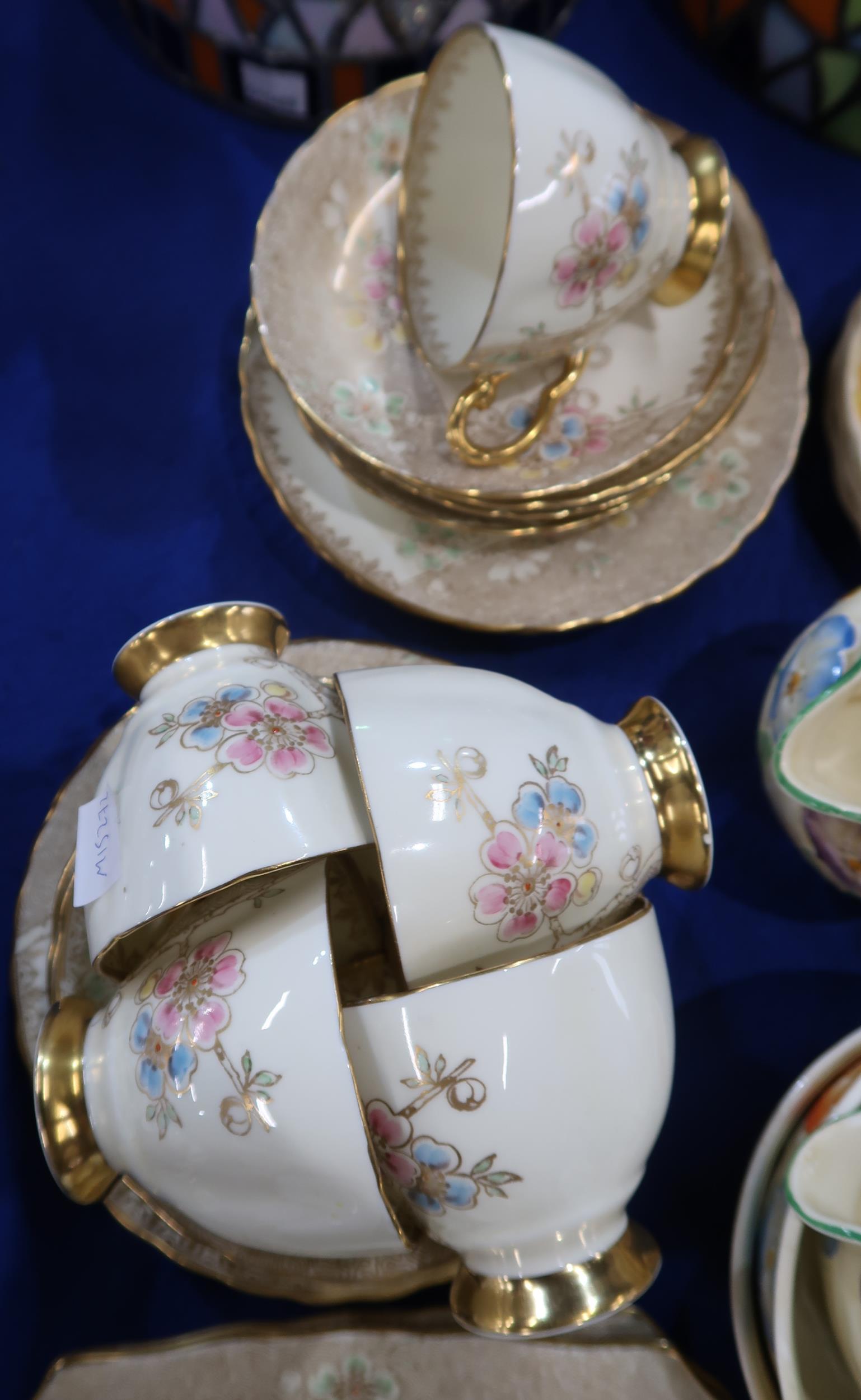 A Grindley's 1930's tea set together with a Plant Tuscan tea set with pink, blue and yellow blossoms - Image 3 of 3