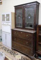 A lot comprising an early 20th century three drawer chest, 101cm high x 106cm wide x 51cm deep,