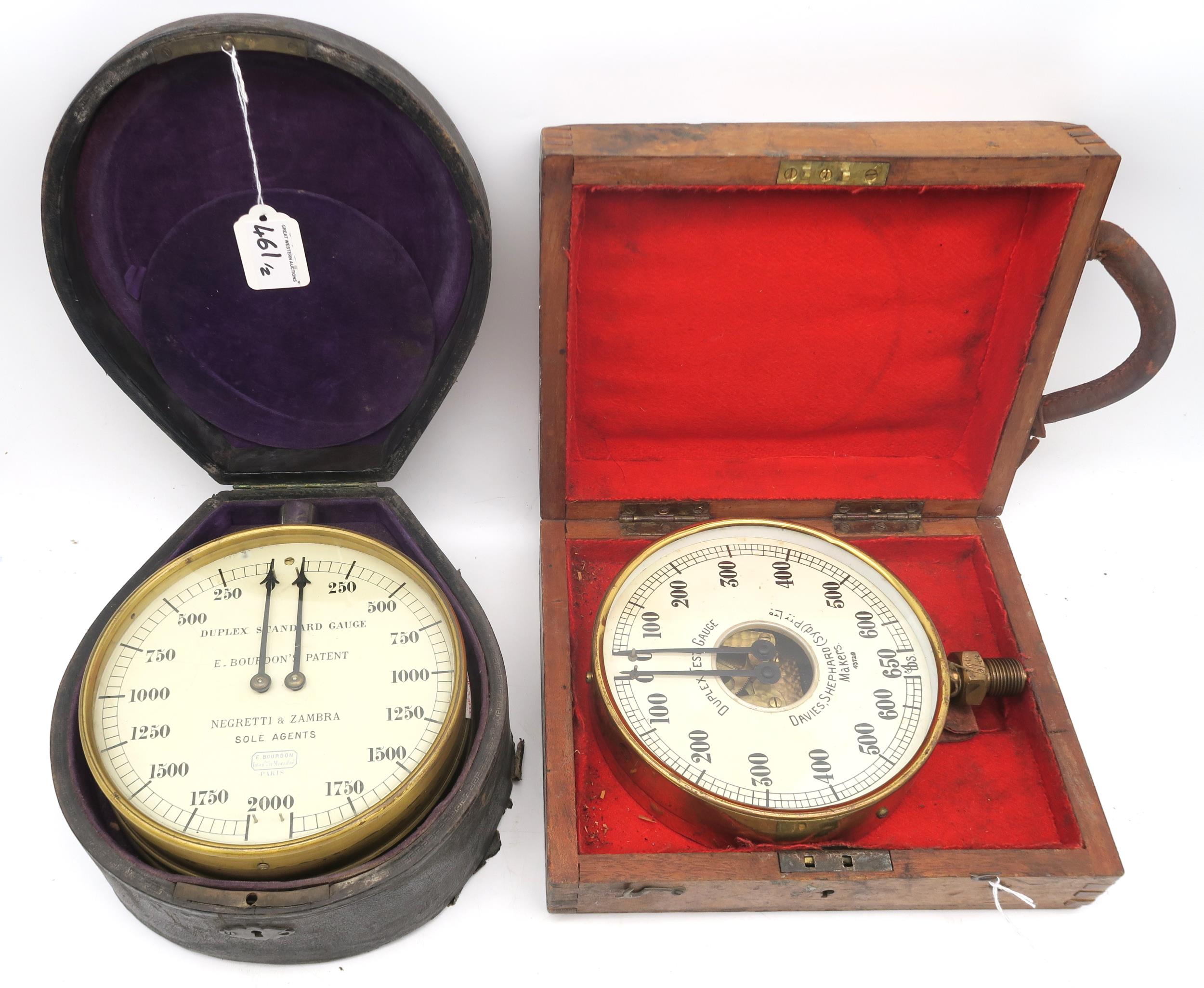 A Patent Duplex Standard Gauge by E. Bourdon, Paris, retailed by Negretti & Zambra, measuring - Image 2 of 2