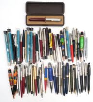 A collection of pens, largely by Parker, also including two silver propelling pencils Condition