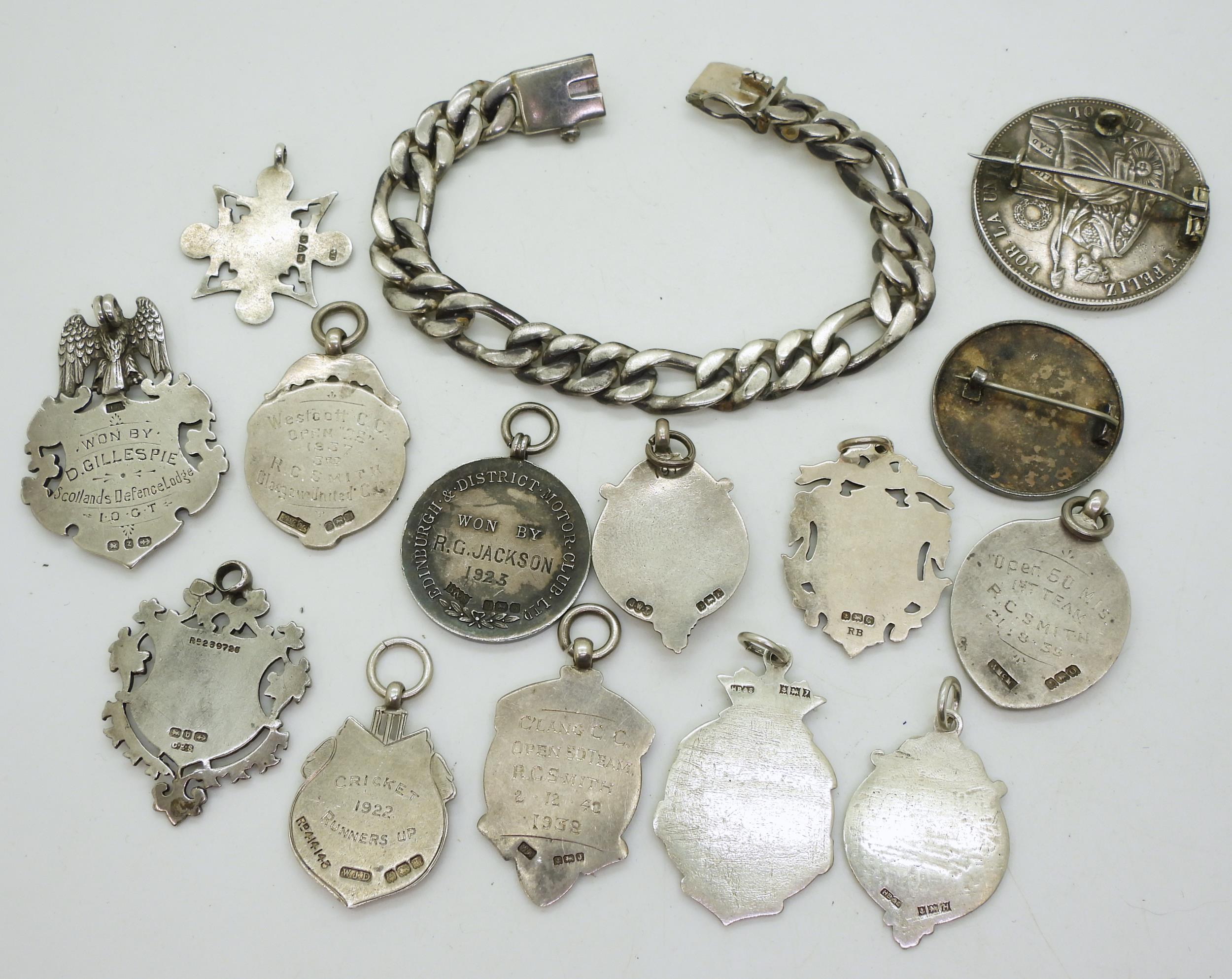 Twelve silver medallions to include a Scotland's Defence Lodge with eagle surmount, Edinburgh and - Image 4 of 4
