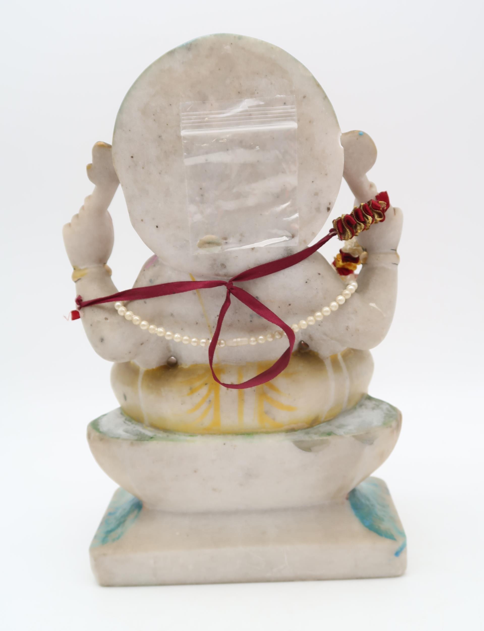 A painted alabaster model of Ganesh, 32cm high, and a silver coated example by Lorodana Sandona, 9cm - Image 3 of 3