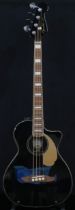 A Fender Kingman electro acoustic bass guitar V2 JTB WN in black with golden scratch plate serial