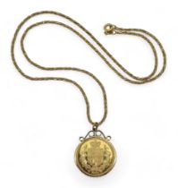 A 2002 gold full sovereign, in a 9ct gold pendant mount on a 50cm 9ct gold rope chain, weigh