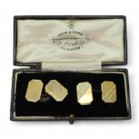 A pair of 9ct gold engine turned engraved cufflinks with Chester hallmarks for 1935, weight 4.4gms