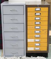 A lot of two assorted 20th century steel tool chests, the first with six drawers with assorted