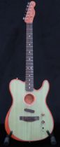 FENDER A Fender Telecaster Acoustasonic six string electric guitar in surf green with a padded