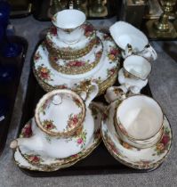 A Royal Albert Old Country Roses part dinner service with cups, saucers, plates, dinner plates etc