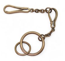 A Chinese rose coloured metal fob chain, with Chinese marks, further stamped 40%? weight 44.3gms