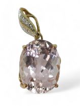 A 9ct gold Rocks & Co, kunzite and diamond pendant, set with a 17.9mm x 13mm pink kunzite, weight