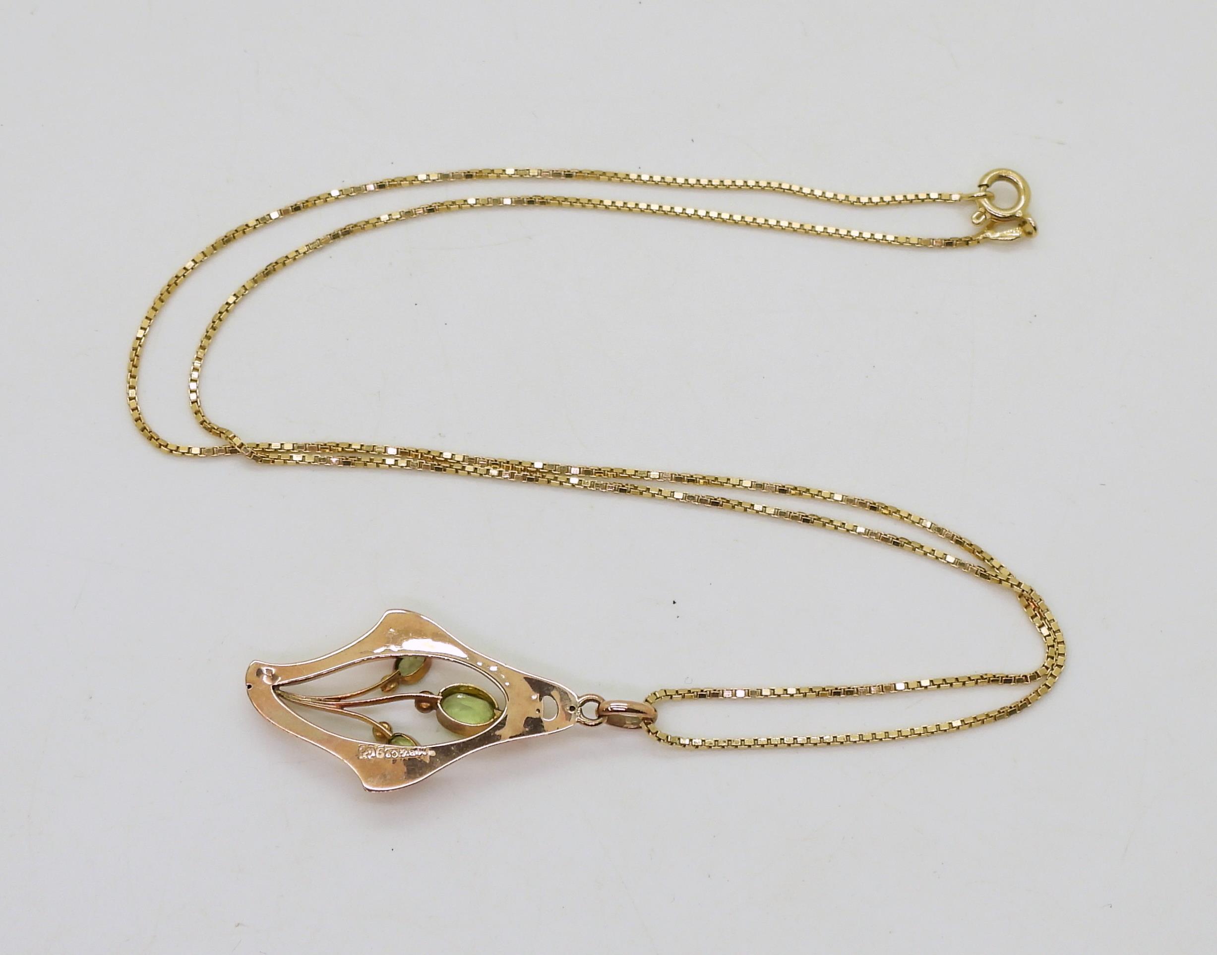 A 9ct rose gold Murrle Bennet & Co peridot & pearl pendant, weight 1.4gms, together with an - Image 4 of 4
