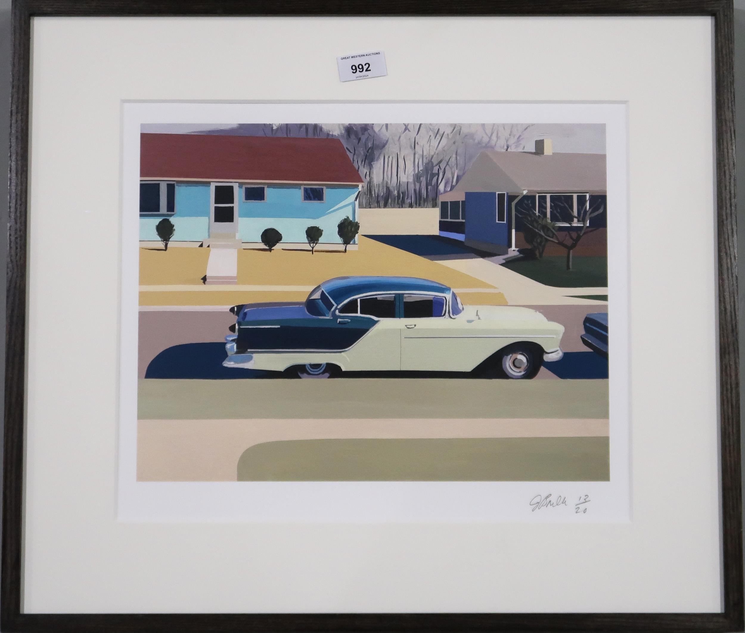 JESSICA BRILLI (AMERICAN b.1977)  50's CAR  Print multiple, signed lower right, numbered 13/20, 34 x - Image 2 of 3