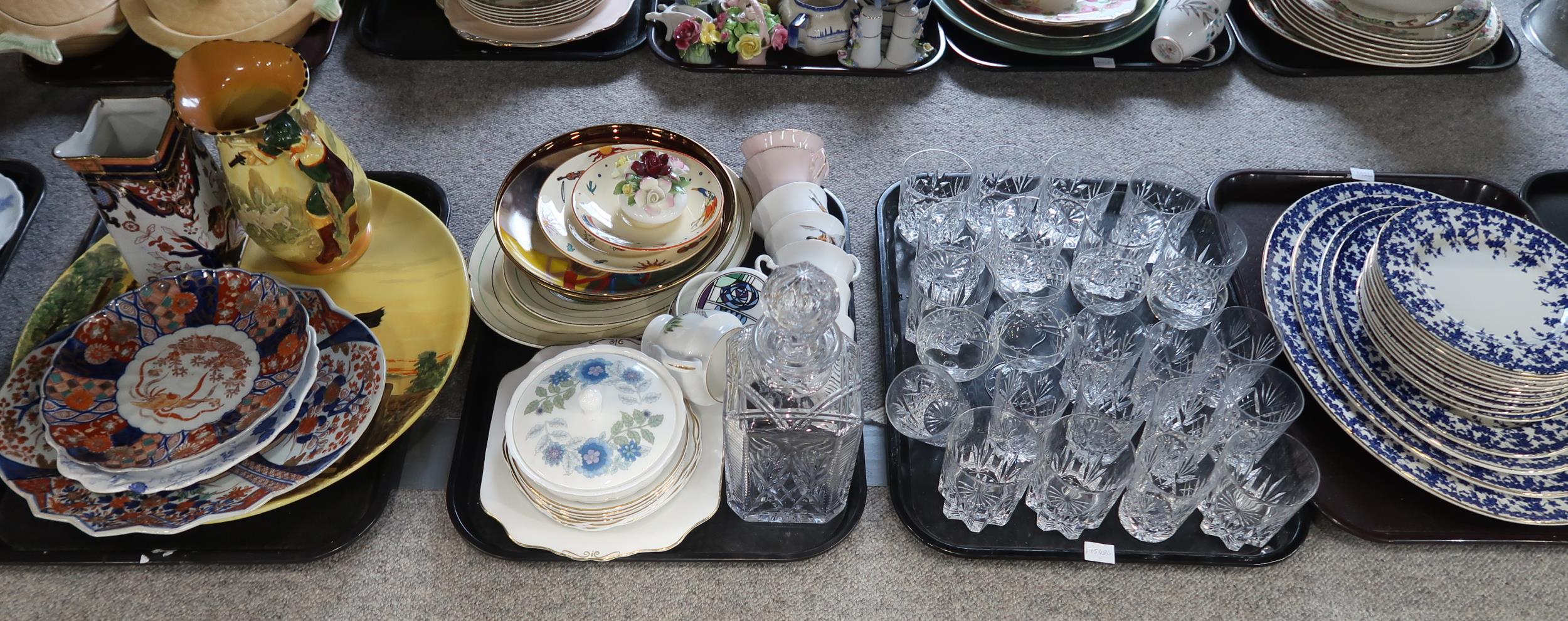 An antique ceramics three piece tea set, other tea wares, a Burleighware Dick Turpin charger and - Image 2 of 4