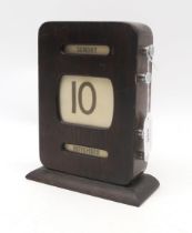 A mid-20th century stained oak perpetual desk calendar, measuring approx. 19.5cm in height