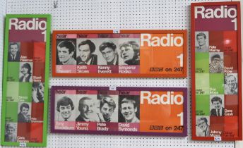 Four BBC Radio 1 on 247 framed poster prints with various DJ photographs with Tony Blackburn Kenny