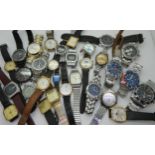 A collection of wrist watches to include Paul Jobin, Timex moon phase, Marvin Revue, Seiko, Avia and