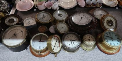 A collection of assorted clocks, gauges, barometers etc Condition Report:No condition report