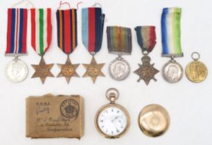 A WW1 medal pair awarded to 6438 Pte. J. Young, Royal Inniskilling Fusiliers, comprising 1914 Star