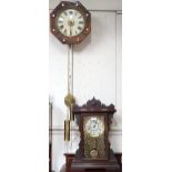 A lot comprising a 19th century oak octagonal wag at the wa clock, 32cm high x 32cm wide and an
