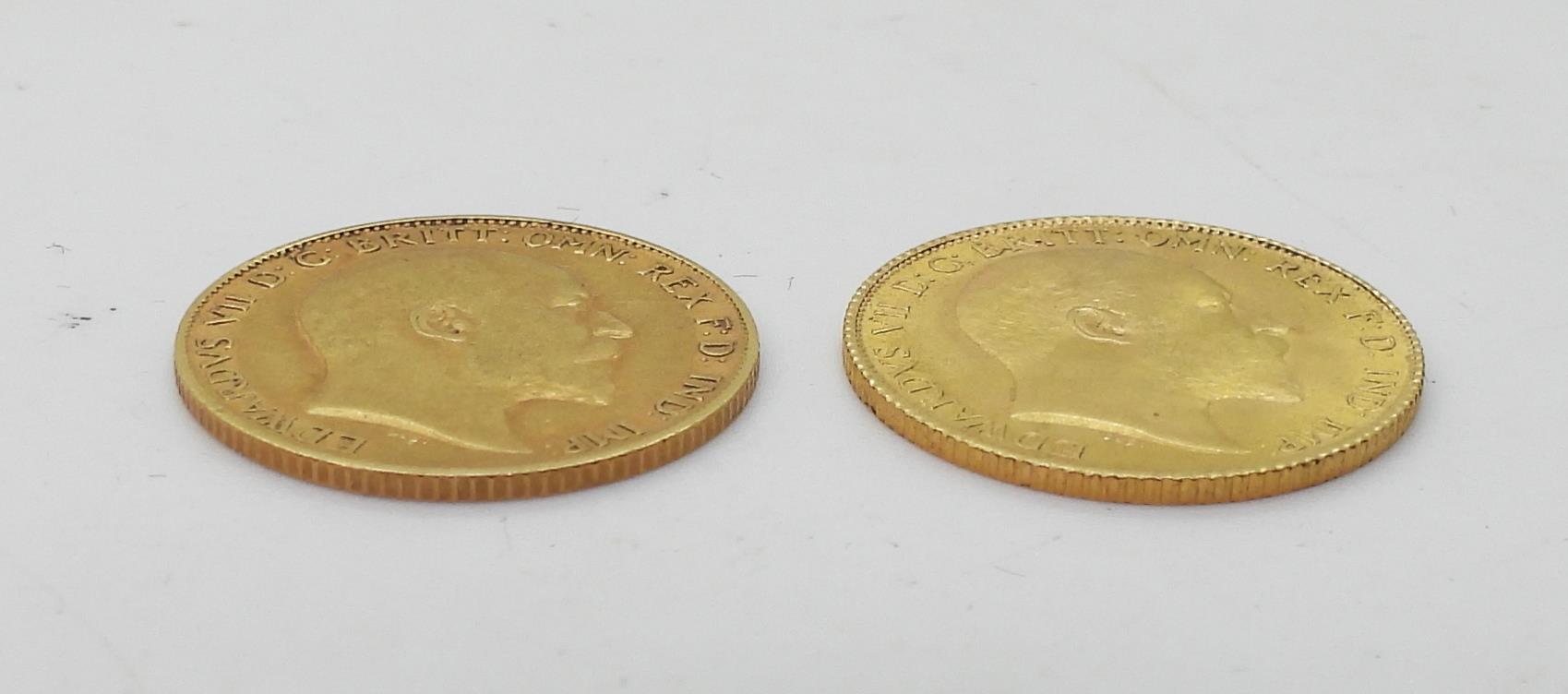 Edward VII (1901-1910) Half Sovereign Coins, 1902 4 grams, 1906 4 grams Obverse Portrait of King - Image 3 of 3