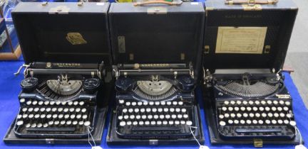 Two Underwood Standard Portable Typewriters and a Remington Portable Typewriter (3) Condition