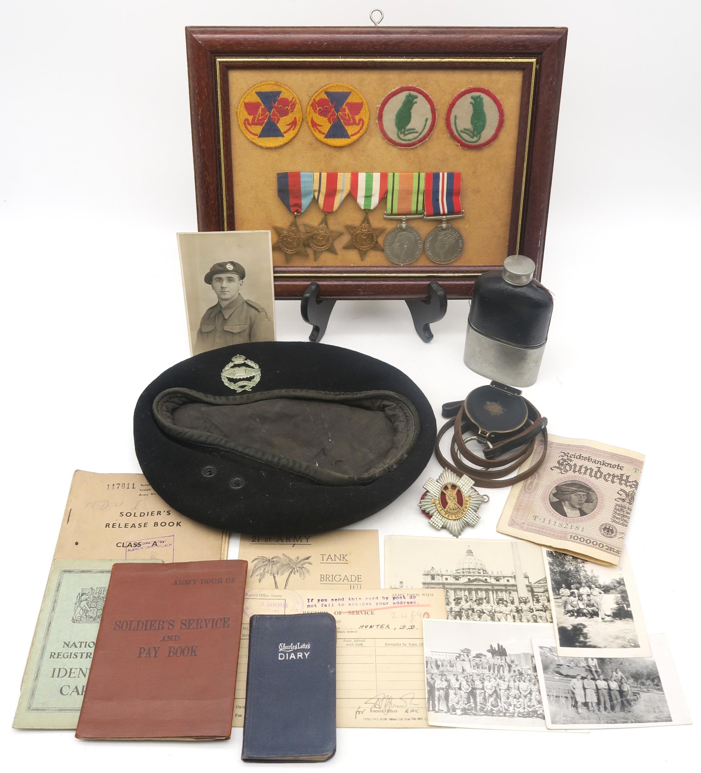 A collection of material relating to the WW2 service of 3064188 David Davidson Hunter, Royal Scots/