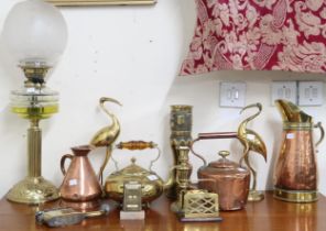 PLEASE NOTE THE OIL LAMP HAS BEEN WITHDRAWN FROM THIS LOT A mixed lot to include 19th century brass