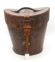 A fine quality Victorian leather top hat case, the handle with brass plaque affixed, engraved "C.
