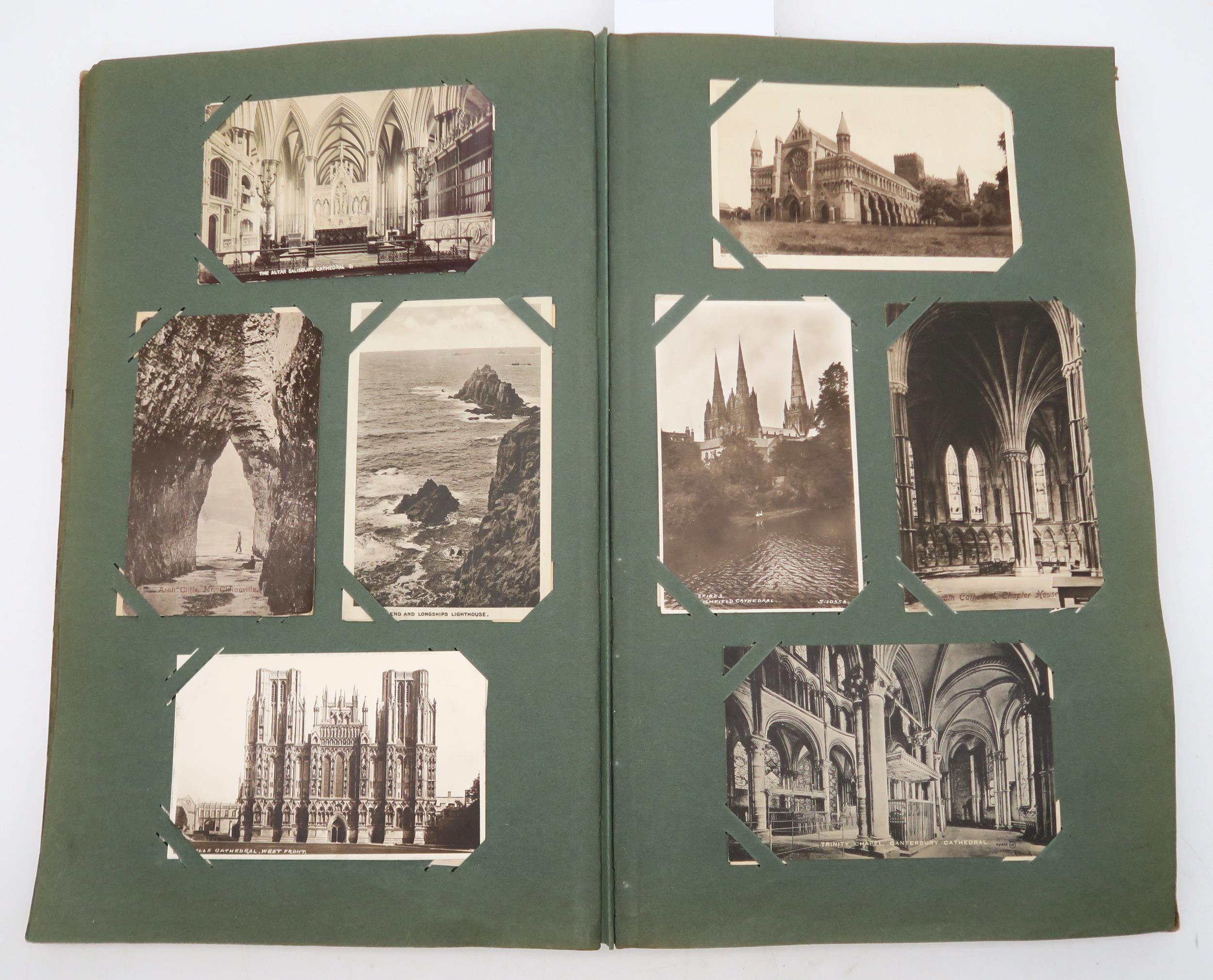 An album of early-20th century tourist postcards containing various views of British cathedrals - Image 2 of 4