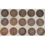 Victoria (1837-1901)  A lot comprising various Victoria crown coins from 1887 to 1896 (15) Condition