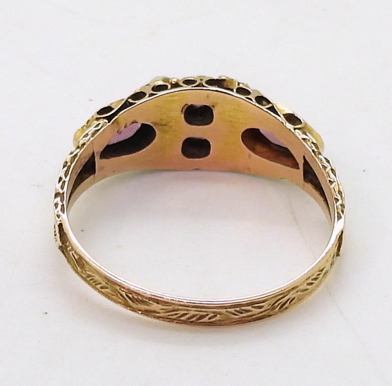 A 15ct gold pearl and pink gem ring, hallmarked Birmingham 1871, size Q, weight 2.1gms  Condition - Image 5 of 8