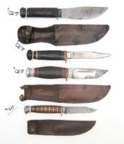 Three assorted Sheffield-made Bowie-type knives, comprising examples by George Wostenholm, William