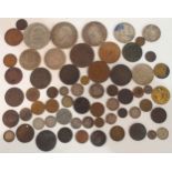 A lot comprising British and United States coins and tokens to include Edinburgh half penny 1792,