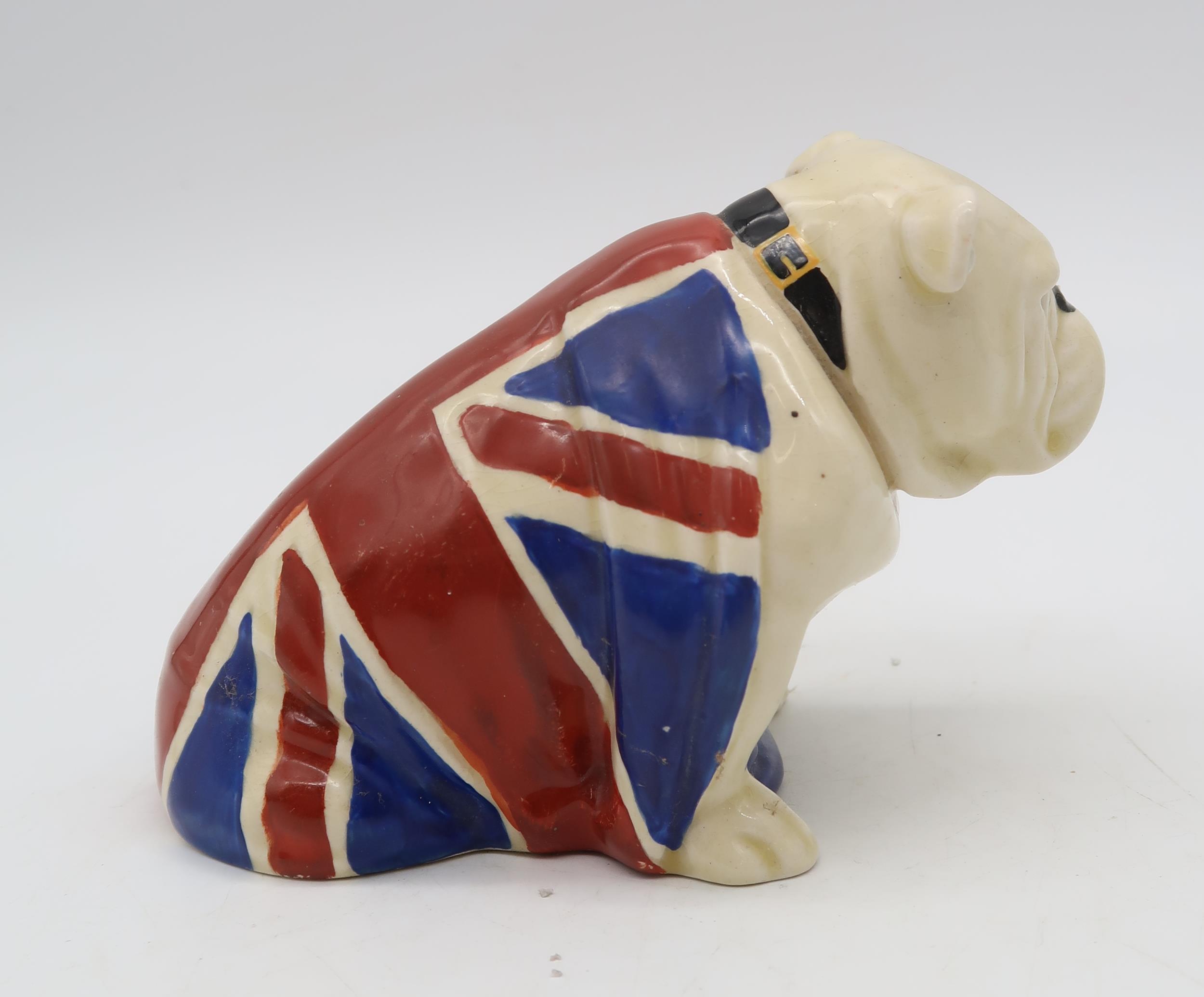 A Royal Doulton D5913 Bulldog draped in a Union Jack figure, 10 x 10cm Condition Report:chipped to - Image 3 of 6