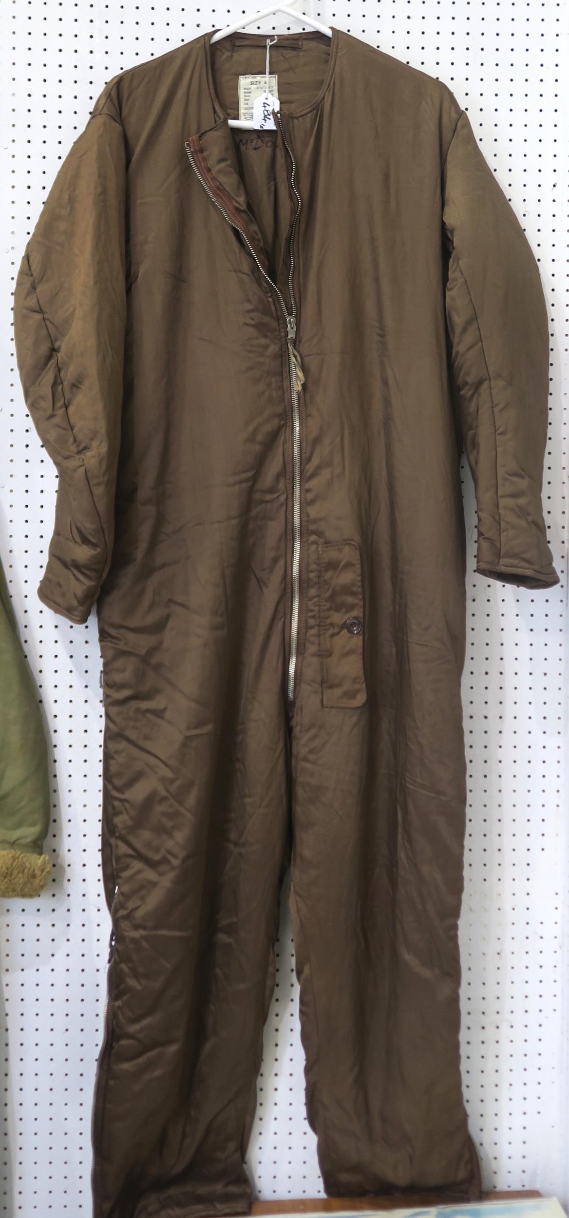 A WW2 RAF 1940 pattern Sidcot flying suit, size no. 6, with fleece-trimmed cuffs and detachable - Image 3 of 3